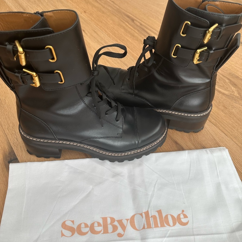 See by Chloé Black Leather Ankle Boots